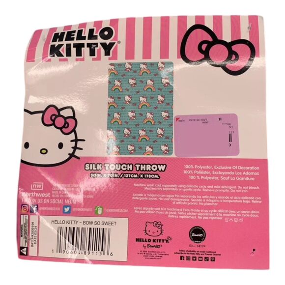 Hello Kitty & Rainbow Silk Touch Throw Blue Blanket 50x70” Hard To Find NWT - Picture 5 of 6